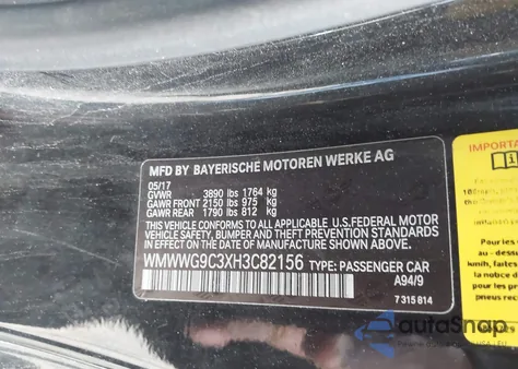 2017 Mini Convertible Cooper S z USA, uszkodzony, nr VIN WMWWG9C3XH3C82156